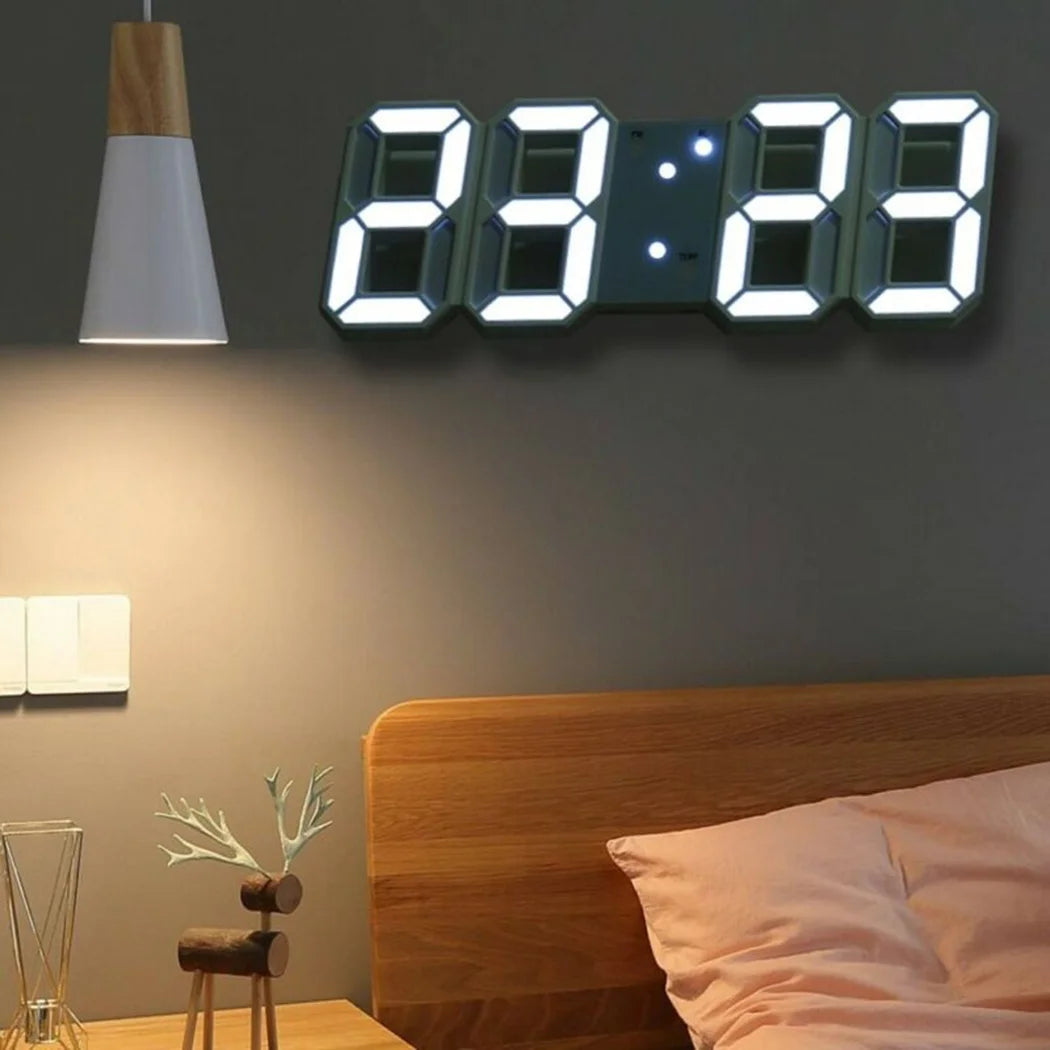3D Modern Digital LED Wall Clock 24/12 Hour Display Timer Alarm Home USB