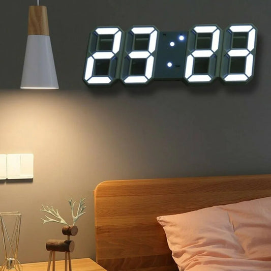3D Modern Digital LED Wall Clock 24/12 Hour Display Timer Alarm Home USB