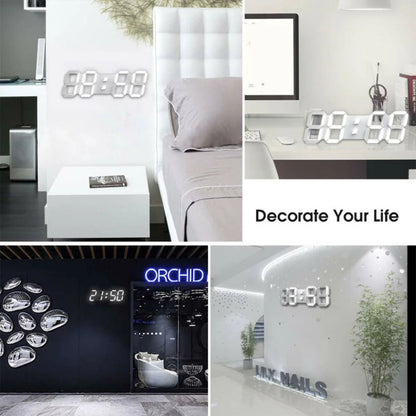 3D Modern Digital LED Wall Clock 24/12 Hour Display Timer Alarm Home USB